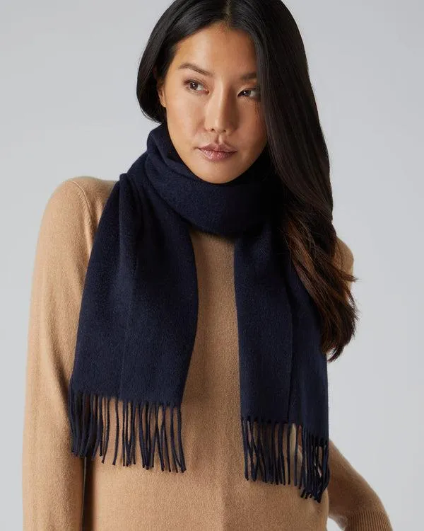 WomenMen Unisex Woven Cashmere ScarfIn Navy Blue Navy Blue NPeal Cashmere Scarves