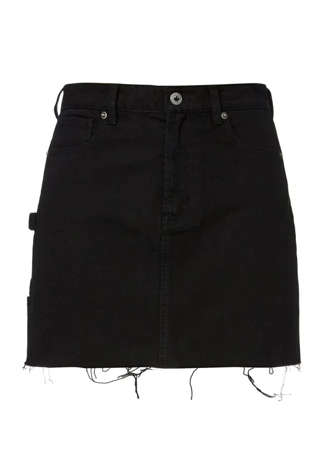 Women Midrise Suki Denim Skirt Black Buffalo David Bitton Dresses and Jumpsuits