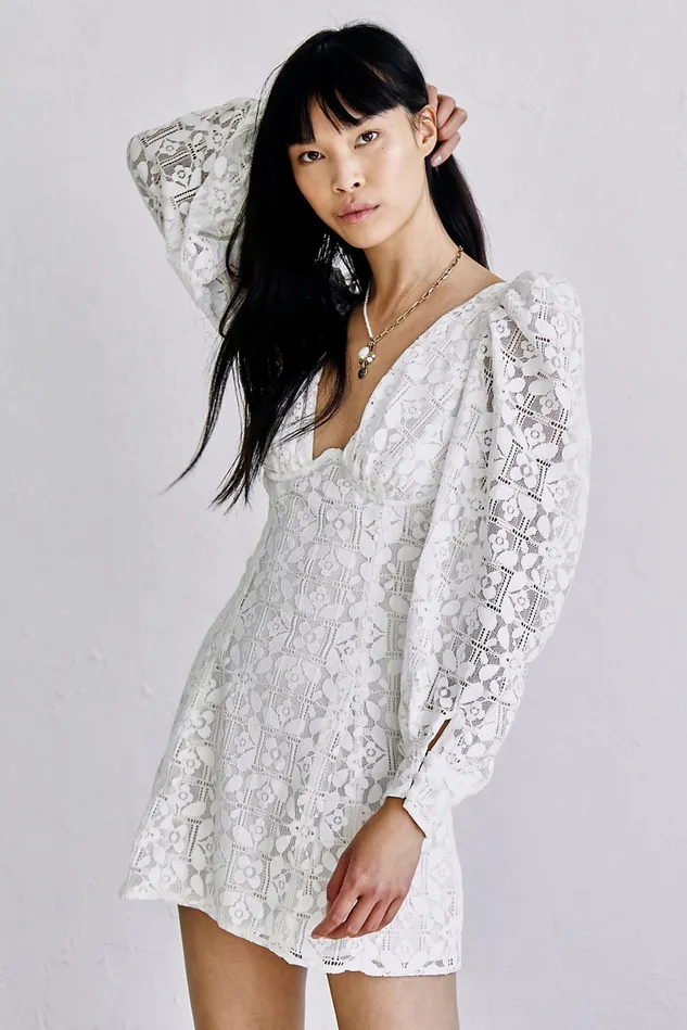 Women Mini Dresses Free People Nadine Mini Dress White