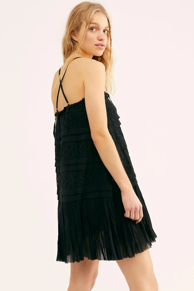 Women Mini Dresses Free People Shailee Slip Black