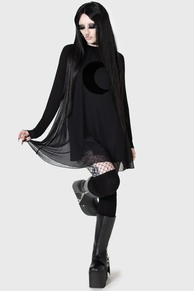Women Mini Killstar Lunar Apex Raglan Dress