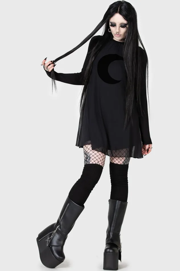 Women Mini Killstar Lunar Apex Raglan Dress
