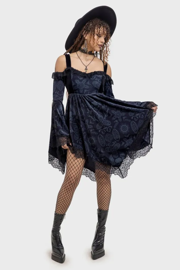Women Mini Killstar Temptation Bardot Dress