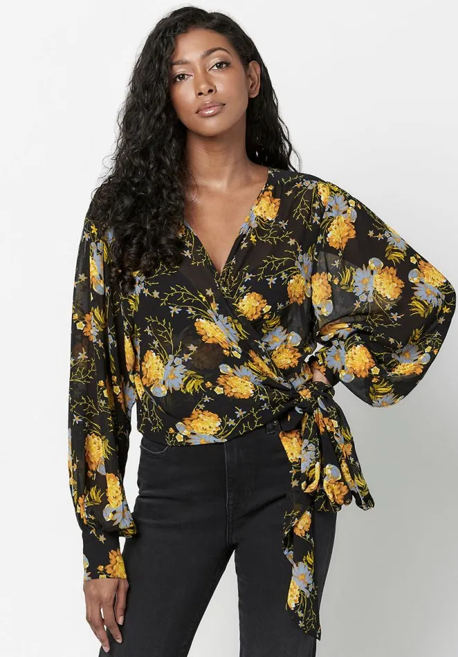 Women My Treat Wrap Blouse Victorianfloral Buffalo David Bitton Blouses