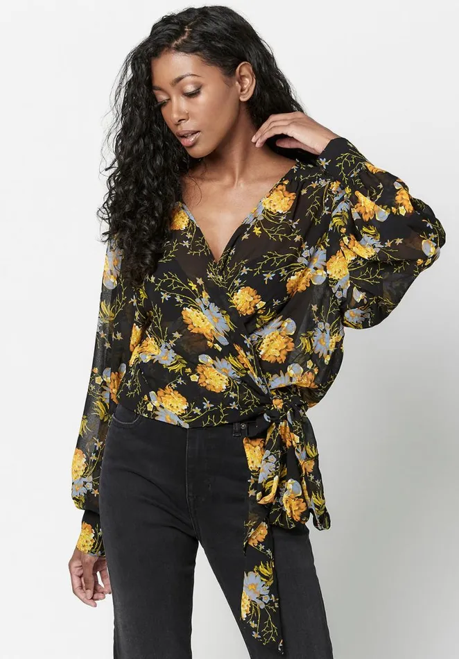 Women My Treat Wrap Blouse Victorianfloral Buffalo David Bitton Blouses