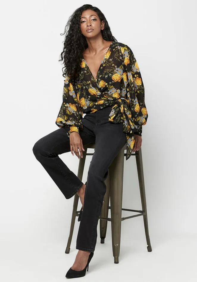 Women My Treat Wrap Blouse Victorianfloral Buffalo David Bitton Blouses