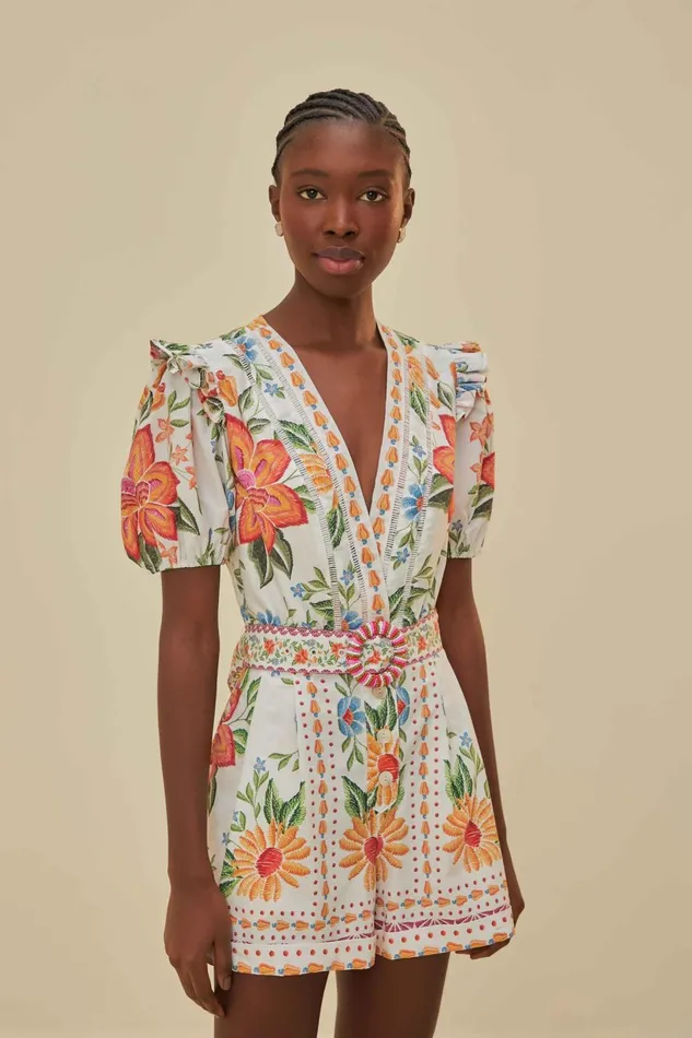 Women OffWhite Bloom Garden LENZING ECOVERO Euroflax Romper Bloom Garden Offwhite FARM Rio Rompers Women OffWhite Bloom Garden LENZING ECOVERO Euroflax Romper Bloom Garden Offwhite FARM Rio Rompers