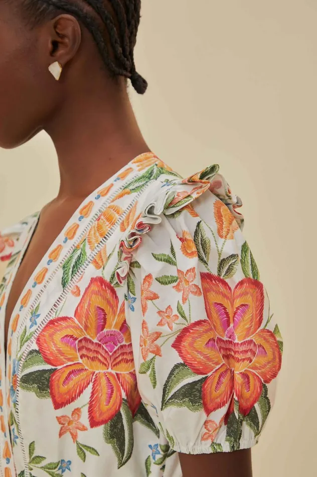 Women OffWhite Bloom Garden LENZING ECOVERO Euroflax Romper Bloom Garden Offwhite FARM Rio Rompers