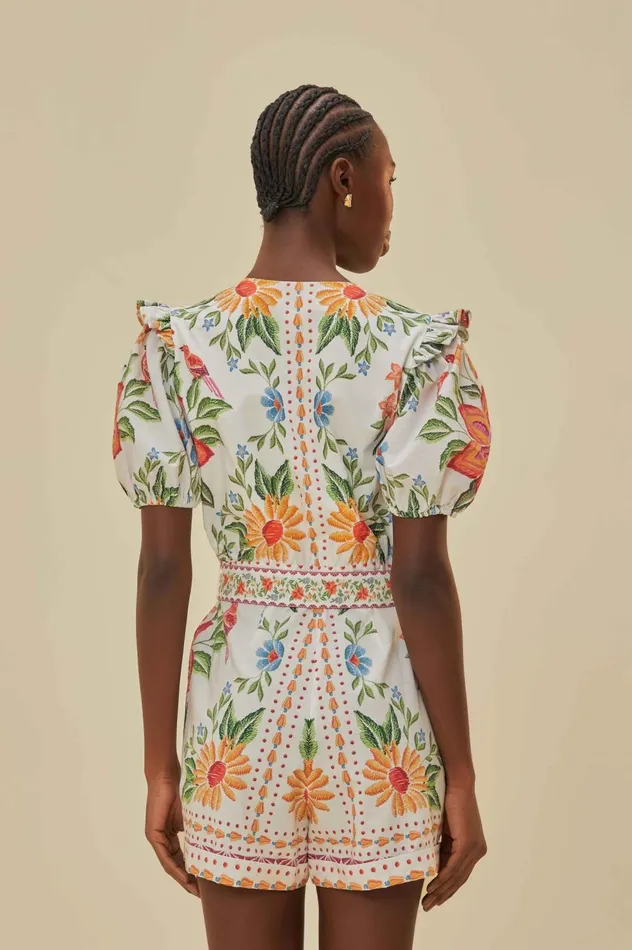 Women OffWhite Bloom Garden LENZING ECOVERO Euroflax Romper Bloom Garden Offwhite FARM Rio Rompers