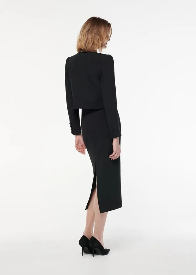Women Outerwear Roland Mouret Cropped Stretch Wool Silk Jacket