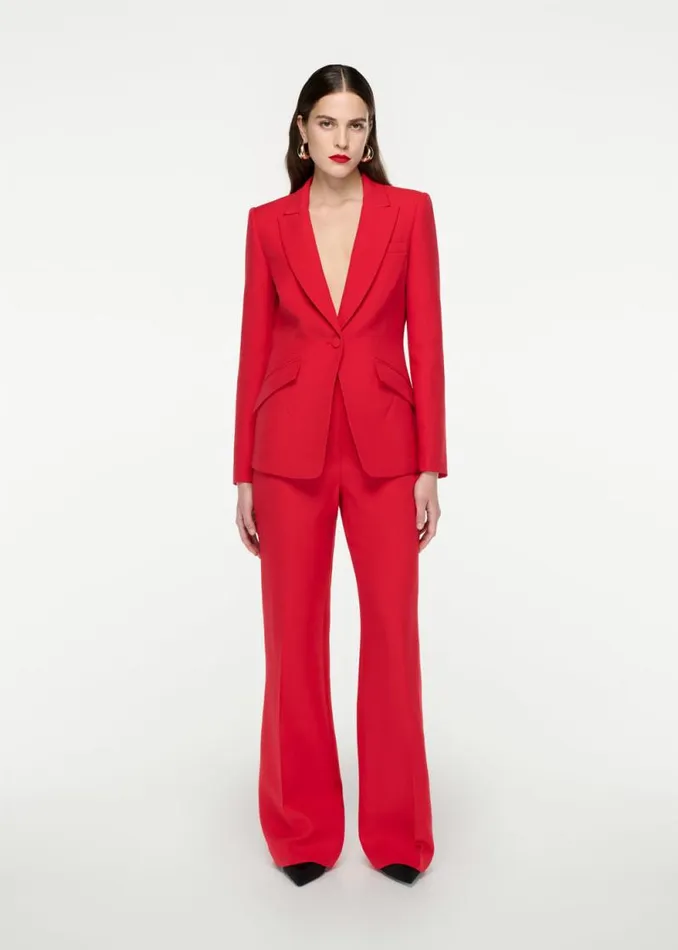 Women Outerwear Roland Mouret Single Breasted Silk Wool Blazer