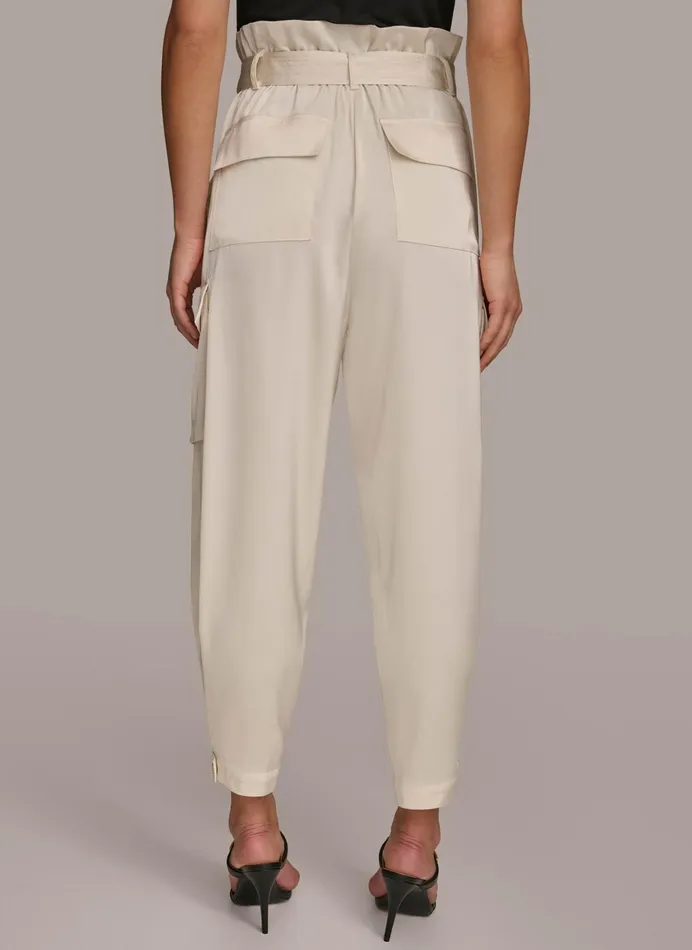 Women Pants Donna Karan CARGO PANT WITH TIE BELT Cream