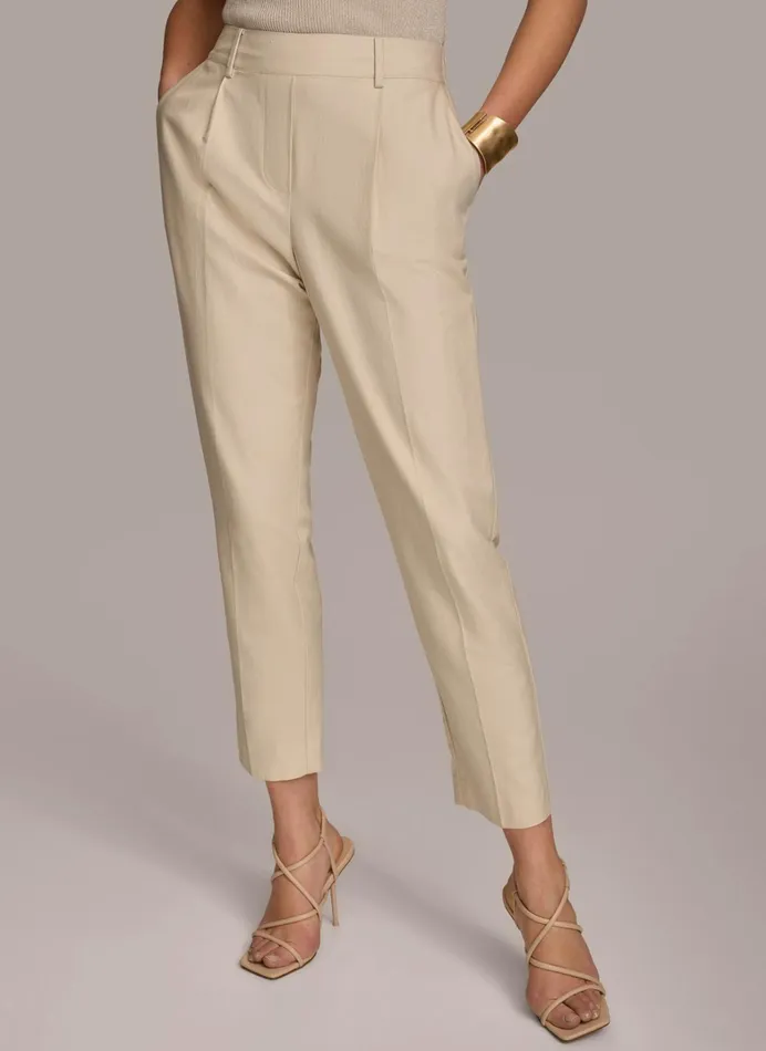 Women Pants Donna Karan PULL ON TROUSER WITH PLEATS Beige