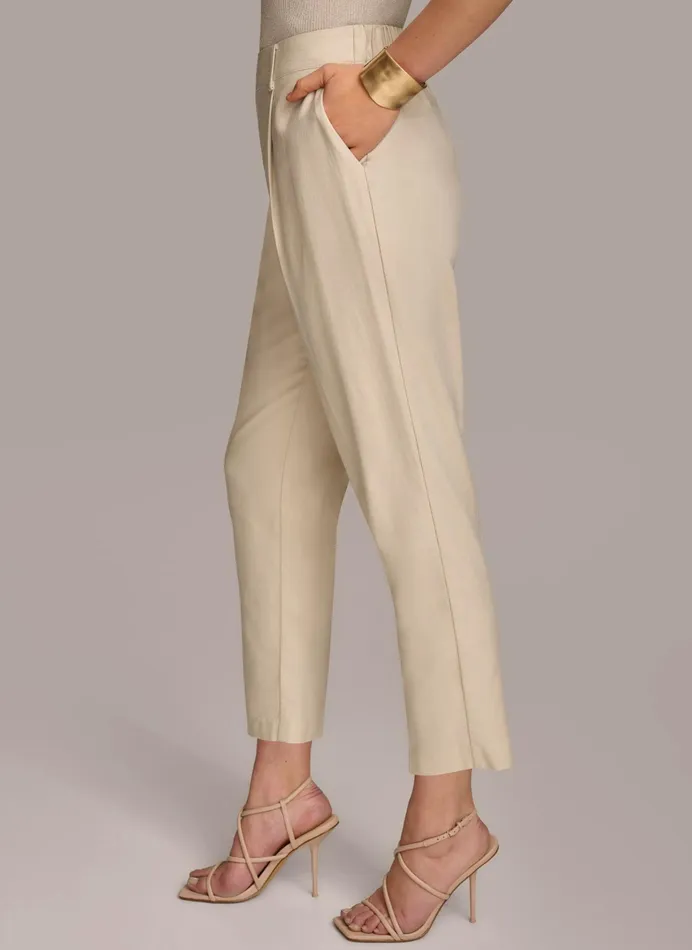 Women Pants Donna Karan PULL ON TROUSER WITH PLEATS Beige