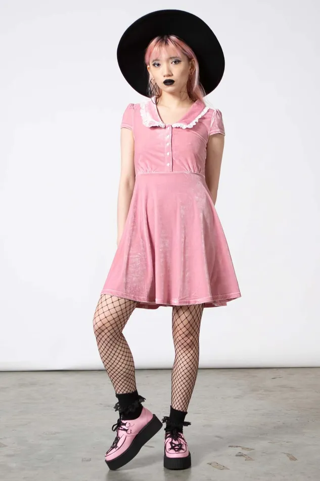 Women Party Killstar Every Mourning Collar Dress PASTEL PINK