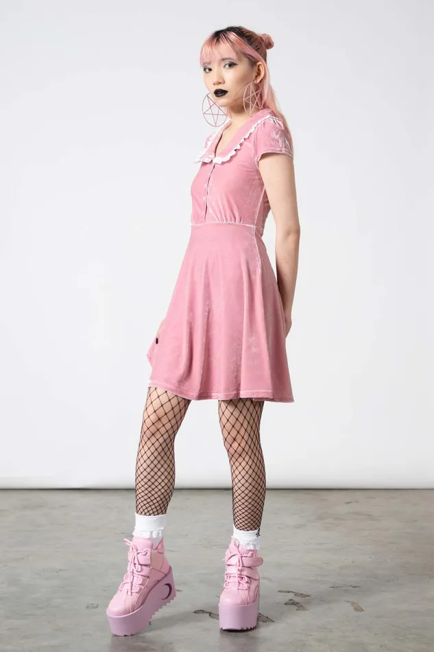 Women Party Killstar Every Mourning Collar Dress PASTEL PINK