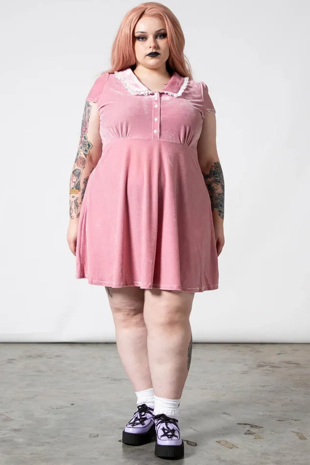 Women Party Killstar Every Mourning Collar Dress PASTEL PINK