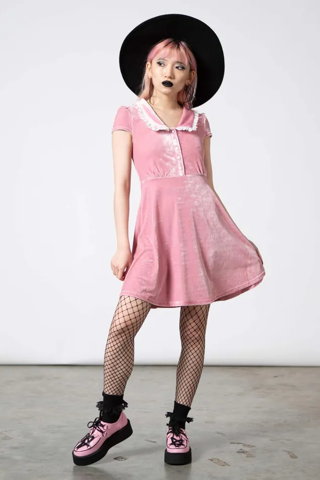 Women Party Killstar Every Mourning Collar Dress PASTEL PINK