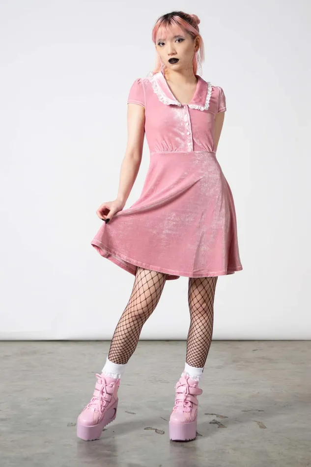 Women Party Killstar Every Mourning Collar Dress PASTEL PINK