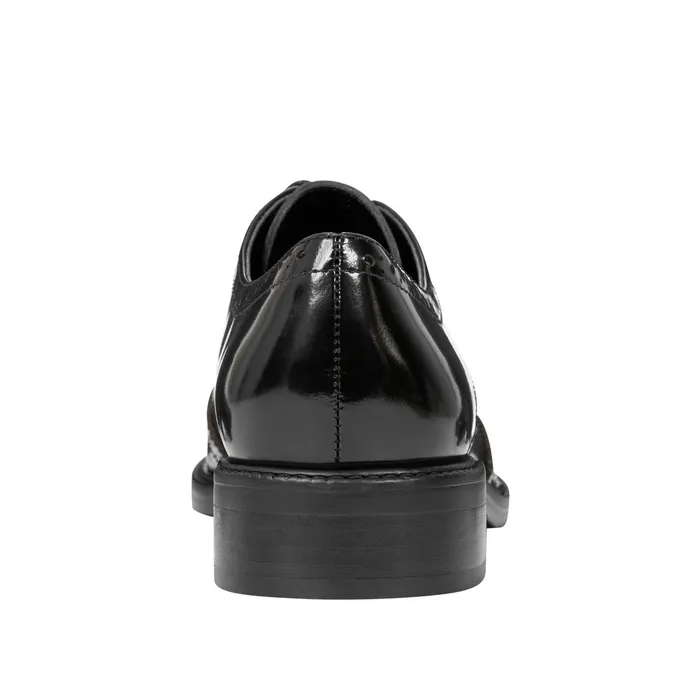 Women Perrie LaceUp Oxford Black Leather Marc Fisher Loafers and Flats