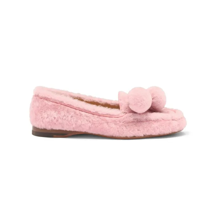 Women Pink Fur Andrea Loafer Santoni Loafers