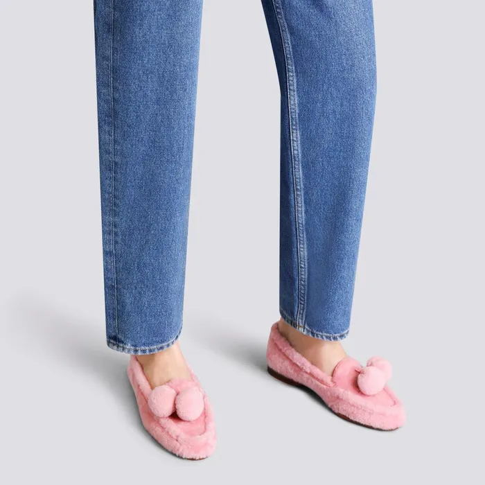 Women Pink Fur Andrea Loafer Santoni Loafers