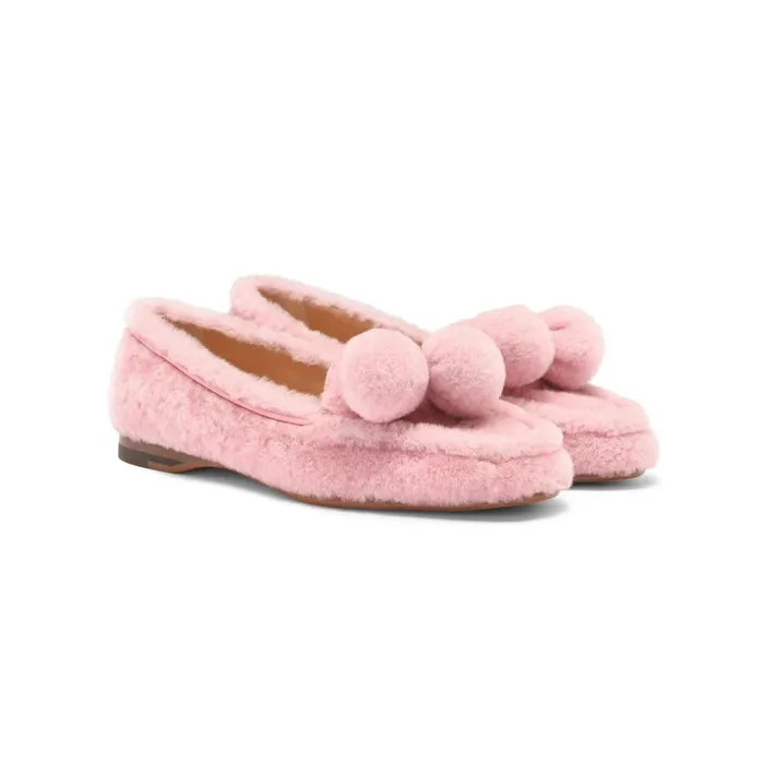 Women Pink Fur Andrea Loafer Santoni Loafers