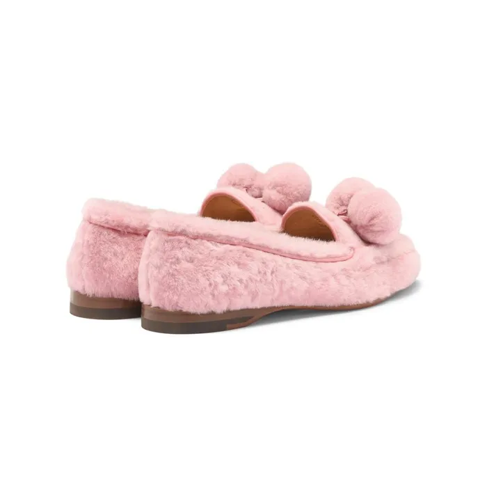 Women Pink Fur Andrea Loafer Santoni Loafers