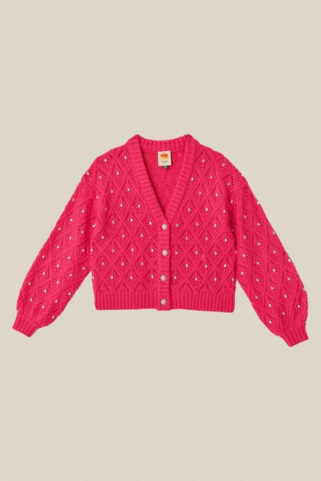 Women Pink Lace Knit Sweater Pink FARM Rio Sweaters and Sweatshirts