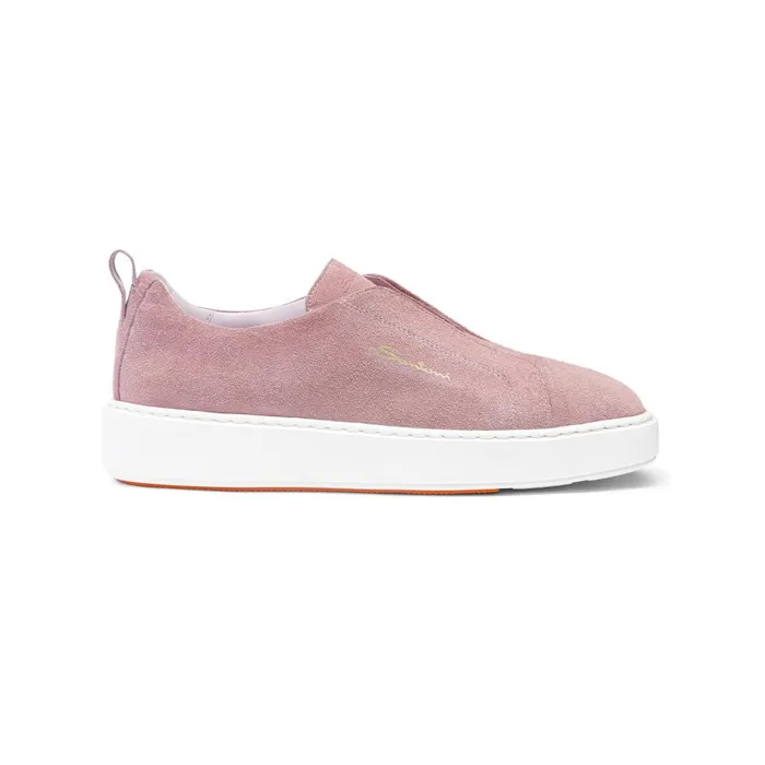 Women Pink Suede SlipOn Sneaker Santoni Sneakers
