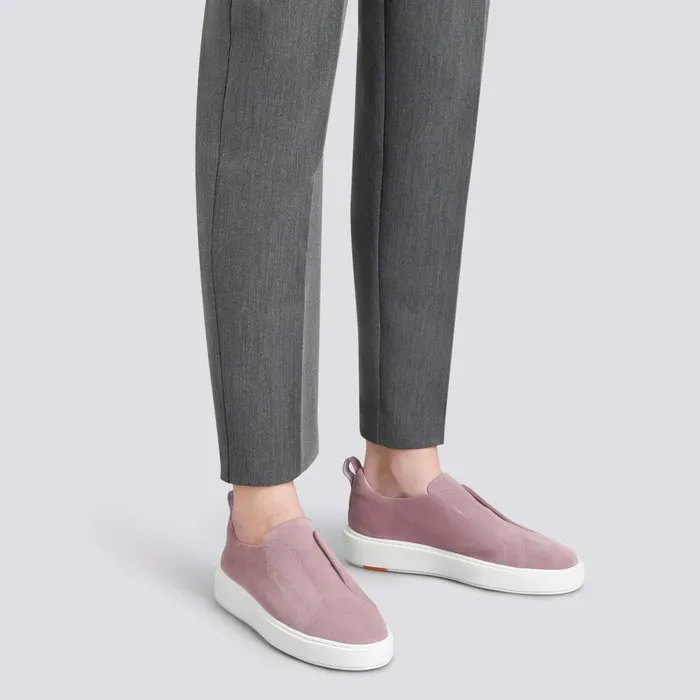 Women Pink Suede SlipOn Sneaker Santoni Sneakers