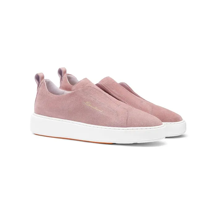 Women Pink Suede SlipOn Sneaker Santoni Sneakers