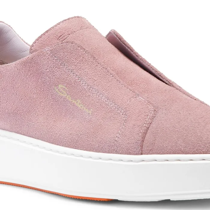 Women Pink Suede SlipOn Sneaker Santoni Sneakers