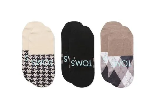 Women Preppy Plaid No Show Socks 3Pack Multi Preppy Print TOMS Socks