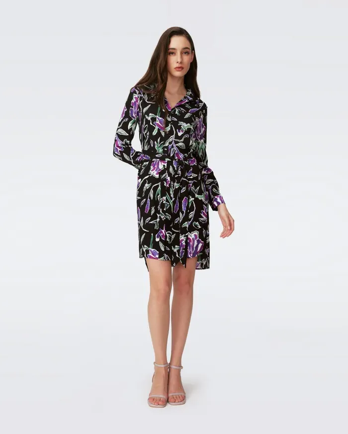 Women Prita Shirt Dress Huge Tulip Fields Violet DVF Dresses