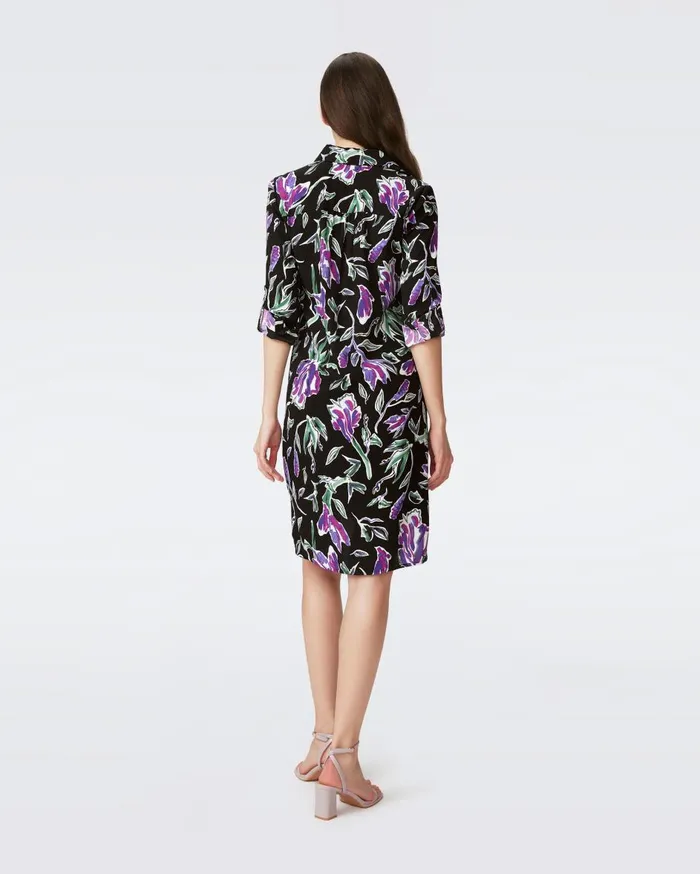 Women Prita Shirt Dress Huge Tulip Fields Violet DVF Dresses Women Prita Shirt Dress Huge Tulip Fields Violet DVF Dresses