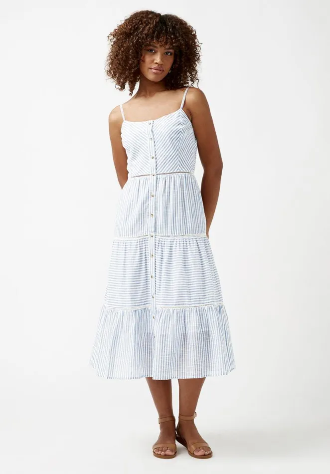 Women Quinby Tiered Stripe Dress Blue Buffalo David Bitton Dresses and Jumpsuits