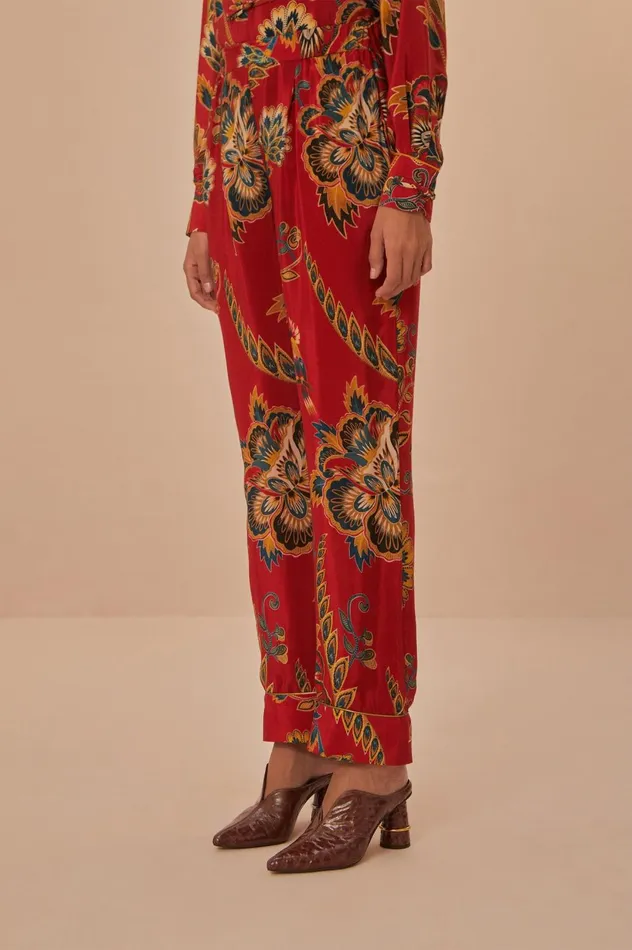 Women Red Maxi Floral Pajama Pants Maxi Floral Red FARM Rio Pants