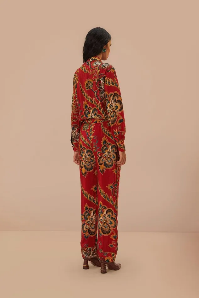 Women Red Maxi Floral Pajama Pants Maxi Floral Red FARM Rio Pants