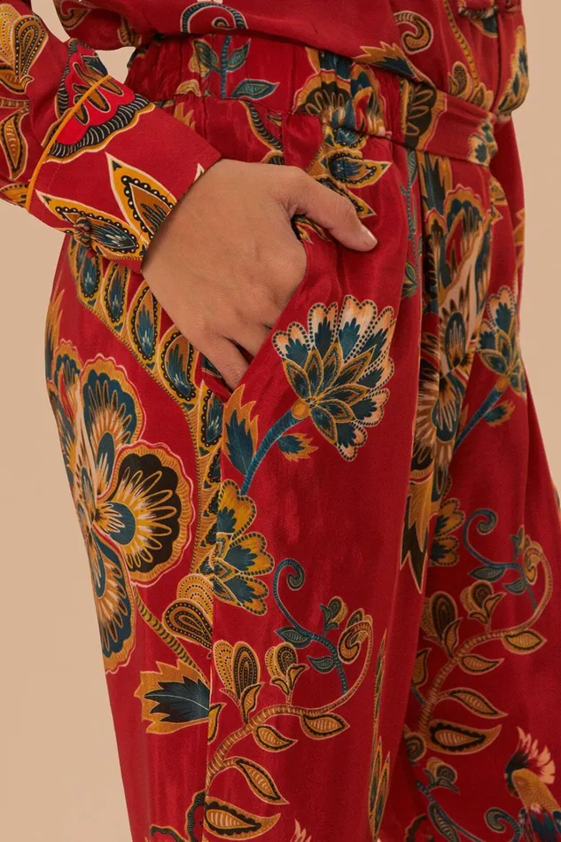 Women Red Maxi Floral Pajama Pants Maxi Floral Red FARM Rio Pants