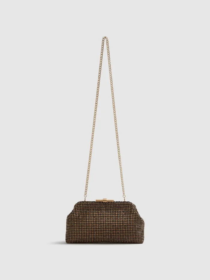 Women Reiss Bags Adaline Embellished Clutch Bag Gold