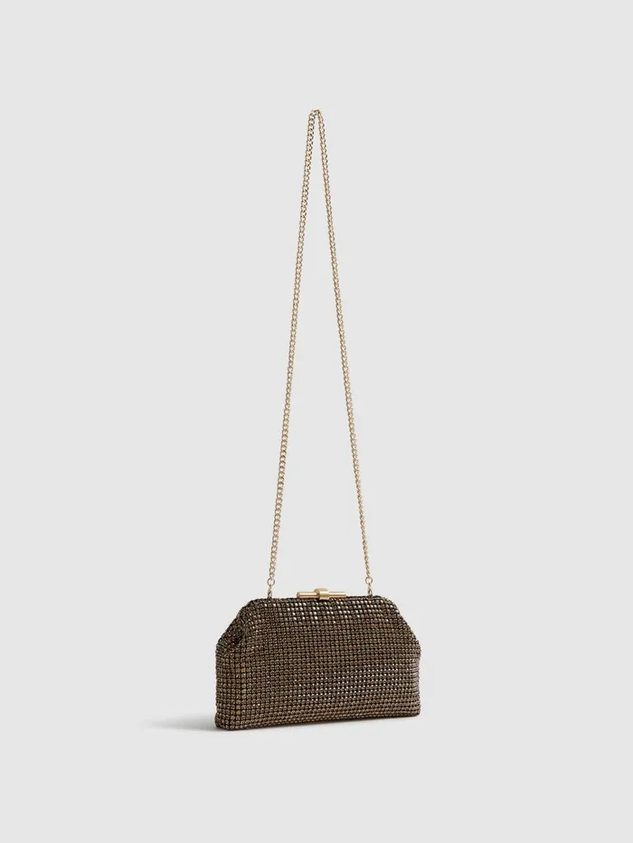 Women Reiss Bags Adaline Embellished Clutch Bag Gold