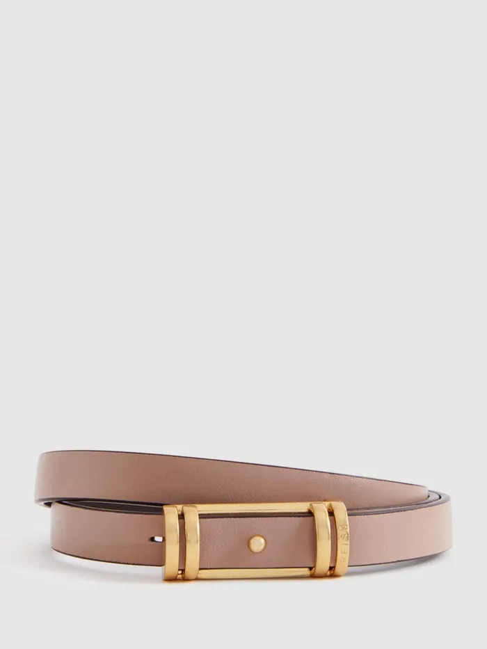 Women Reiss Belts Lara Thin Leather Belt Nude