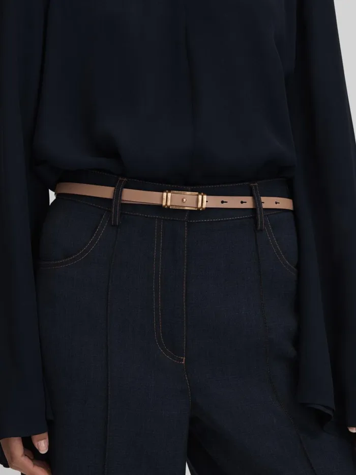 Women Reiss Belts Lara Thin Leather Belt Nude
