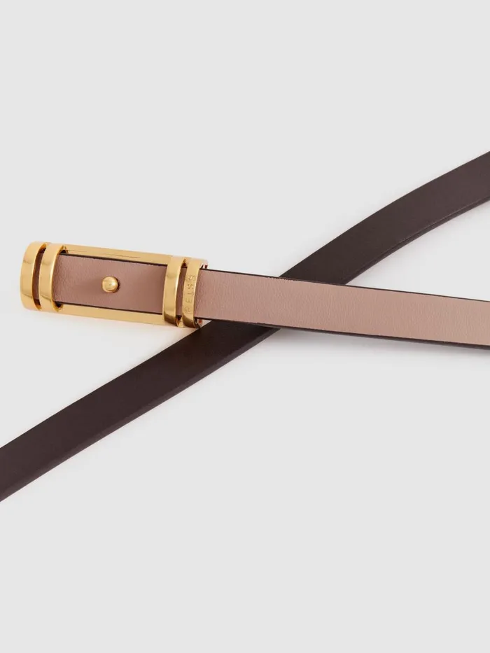 Women Reiss Belts Lara Thin Leather Belt Nude