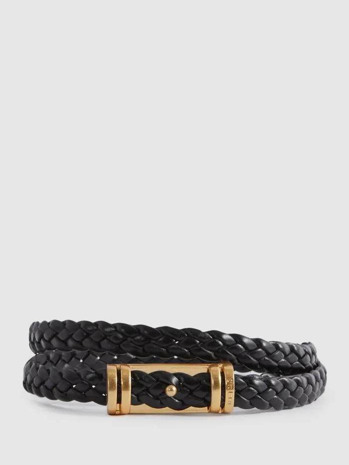 Women Reiss Belts Lara Woven Leather Belt Black