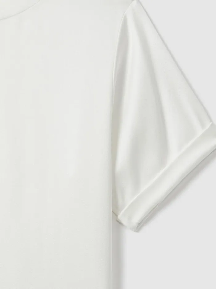 Women Reiss Blouses and Shirts Enid Satin Crew Neck Blouse Ivory