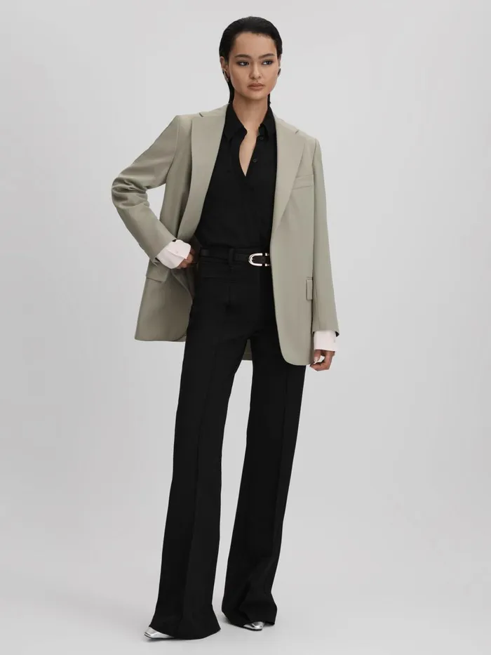 Women Reiss Blouses and Shirts Nila Contrasting ButtonThrough Shirt Blacknude