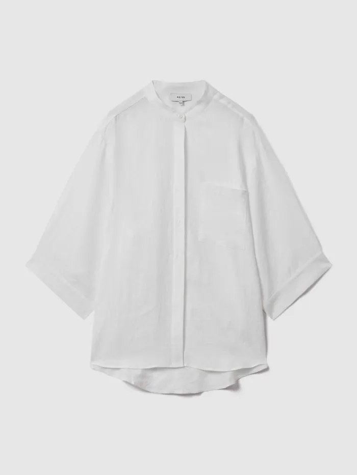 Women Reiss Blouses and Shirts Winona Relaxed Sleeve Linen Shirt White