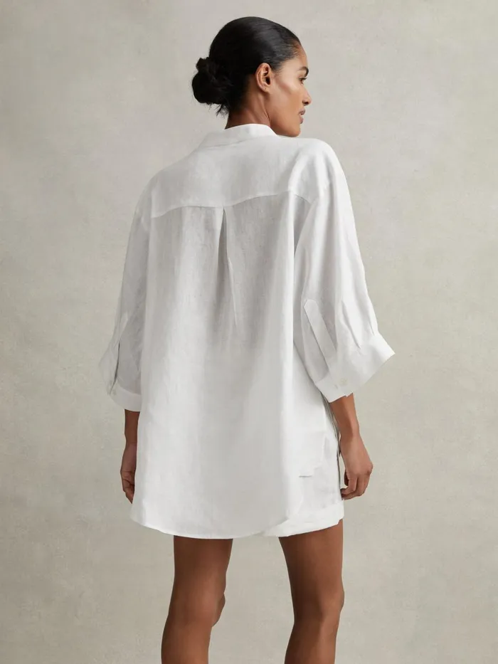 Women Reiss Blouses and Shirts Winona Relaxed Sleeve Linen Shirt White